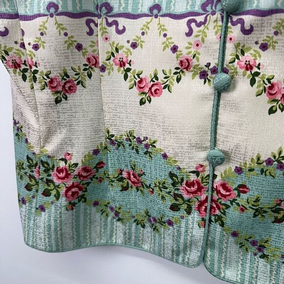 Adrianna Papell Women’s Two Piece Short Sleeve Button Front Silk Cottage Core Se - Picture 8 of 16